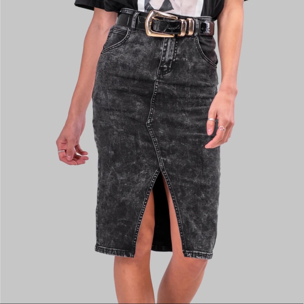 byegreis black denim skirt